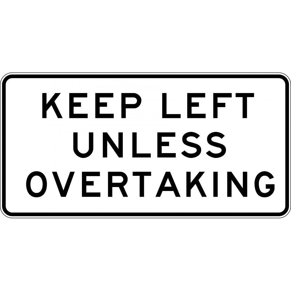 Uniform Safety Signs - 1200x600mm - Aluminium - Class 1 - Keep Left Unless Overtaking | R6-29A