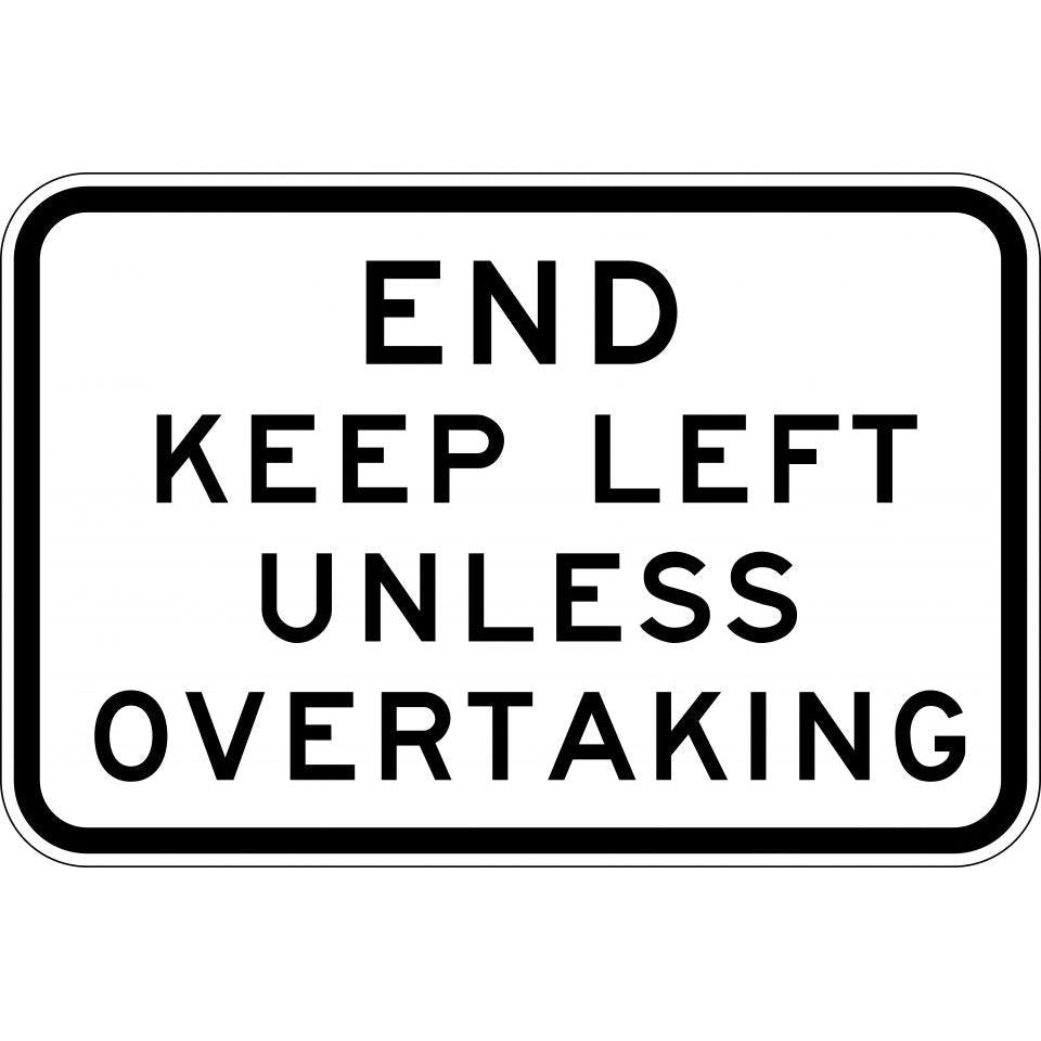 Uniform Safety Signs - 1200x800mm - Aluminium - Class 1 - End Keep Left Unless Overtaking | R6-32