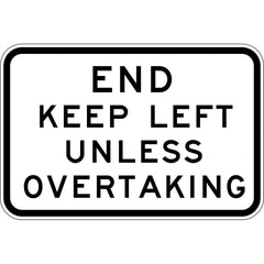 Uniform Safety Signs - 1200x800mm - Aluminium - Class 1 - End Keep Left Unless Overtaking | R6-32