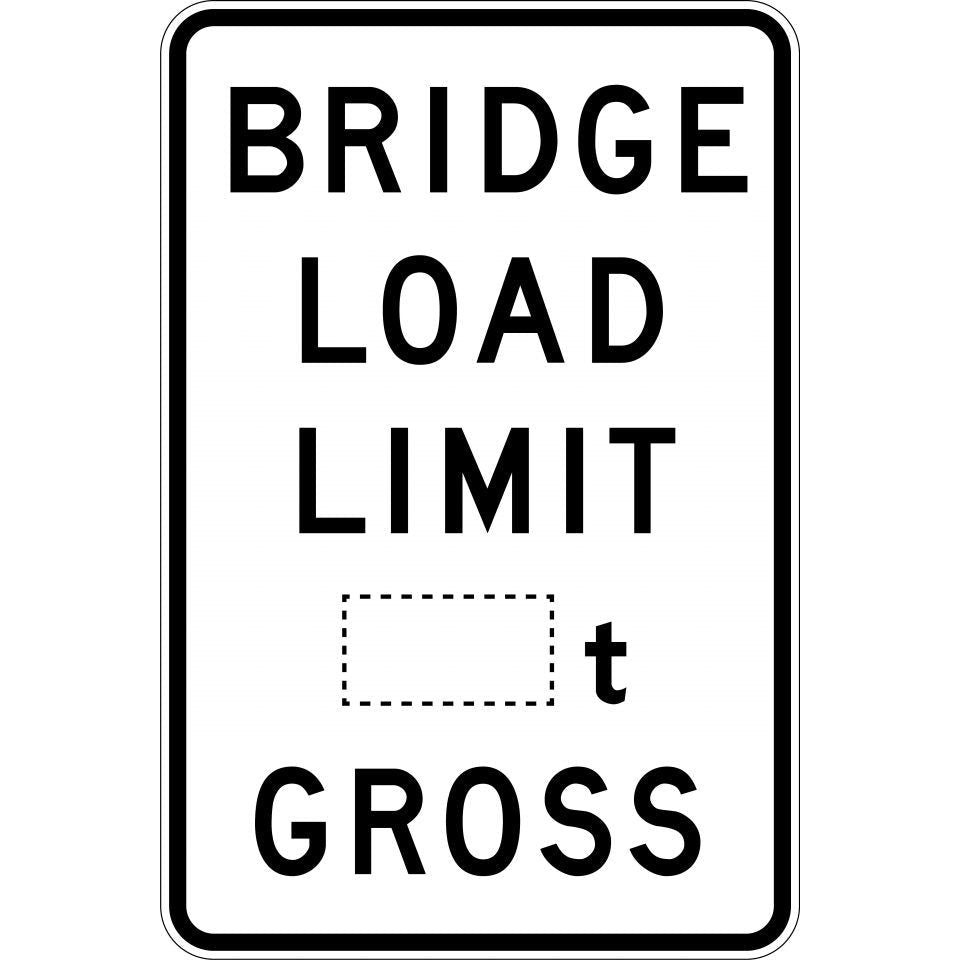 Uniform Safety Signs - 600x900mm - Aluminium - Class 1 - Bridge Load limit ___t Gross | R6-3A