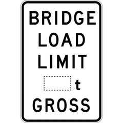 Uniform Safety Signs - 600x900mm - Aluminium - Class 1 - Bridge Load limit ___t Gross | R6-3A