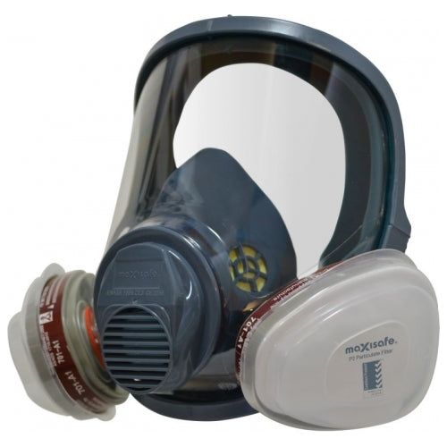 Maxisafe Maxiguard Full Face Silicone Respirator w/ A1P2 Cartridges-Medium | R680P-M