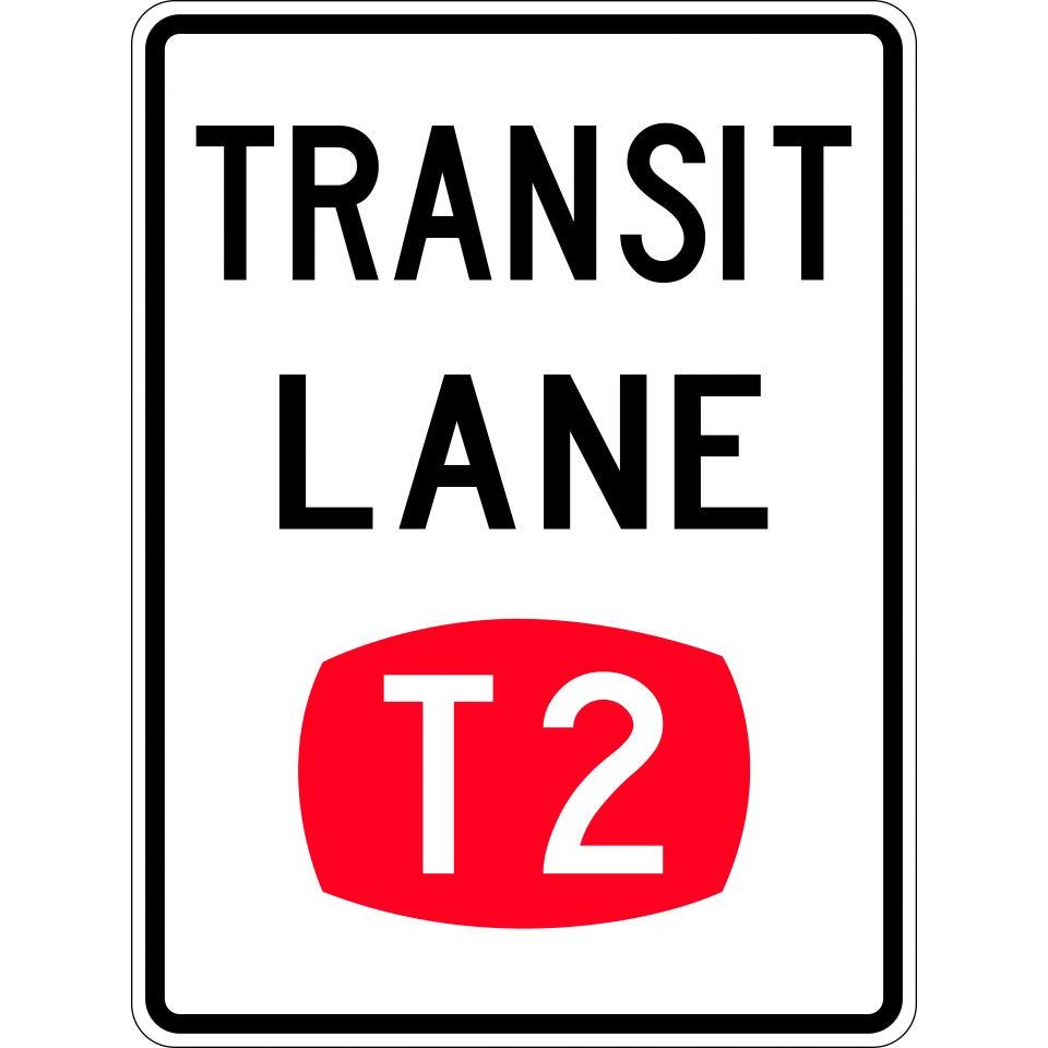 Uniform Safety Signs - 600x800mm - Aluminium - Class 1 - Transit Lane T2 | R7-7-1C