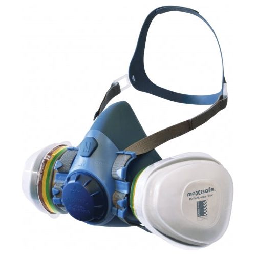Maxisafe Maxiguard Half Mask Silicone Chemical Kit w/ ABEKP2 Cartridges (Blister Pack) | R7500C Medium