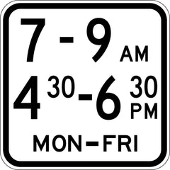 Uniform Safety Signs - 1200 x 1200mm - Aluminium - Class 1 - Time of Operation Module (Two Periods) | R9-1-2D