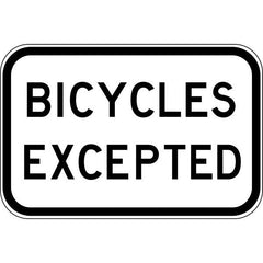 Uniform Safety Signs - 450x300mm - Aluminium - Class 1 - Bicycles Excepted | R9-3A