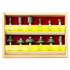 Carbitool - 12 Piece Router Bit Set - 1/4 Shank TCT | TKIT-12