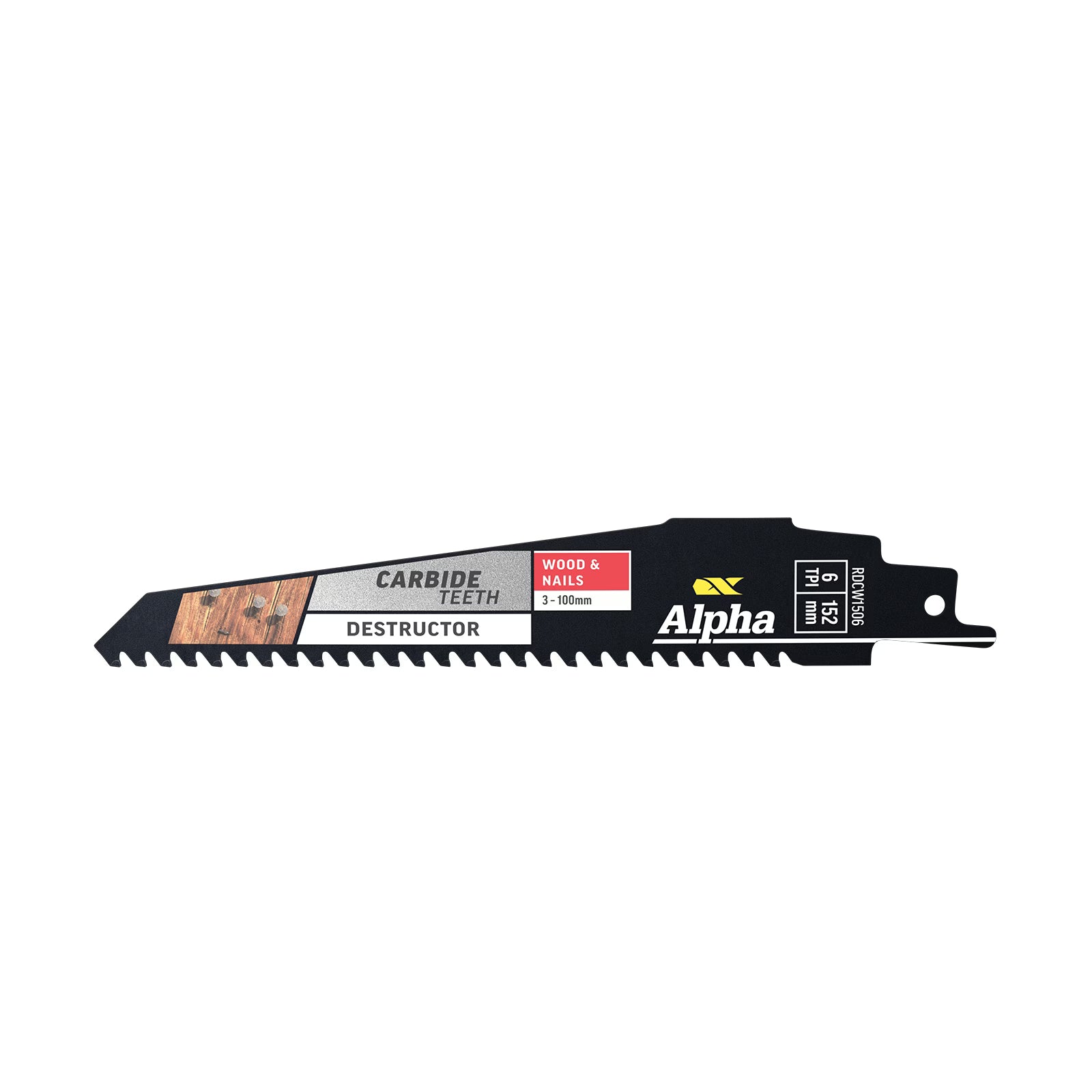 Alpha - TCT Destructor Wood & Nails Recip Blade 6 TPI 152mm