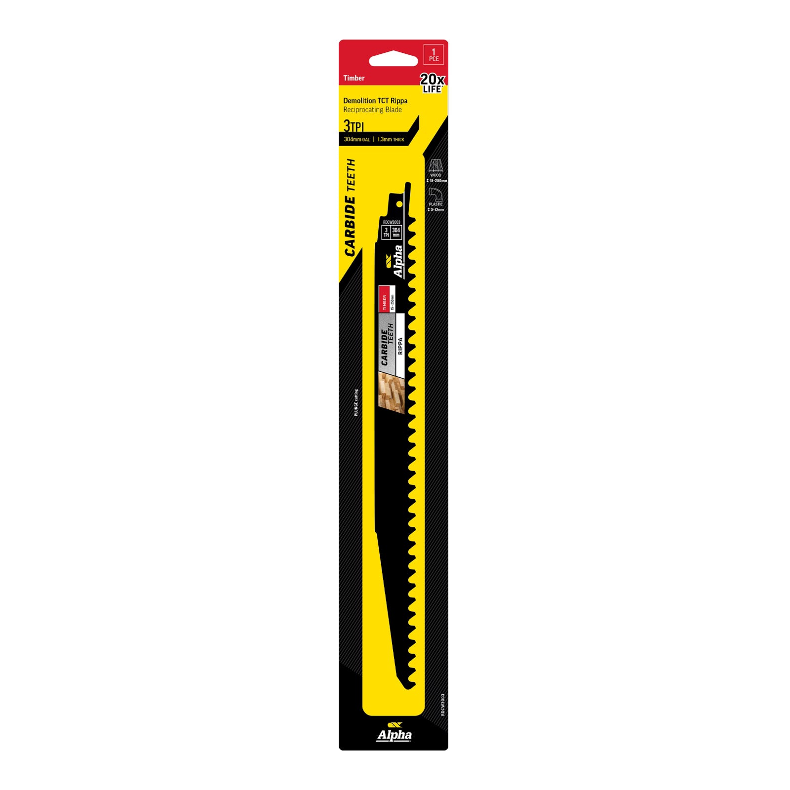 Alpha - TCT Rippa Timber Recip Blade 3 TPI 304mm