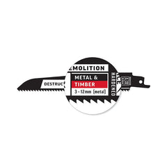 Alpha-Destructor Demolition - Metal & Timber - Recip Blade, 8 Tpi, 150Mm - 2 Pack