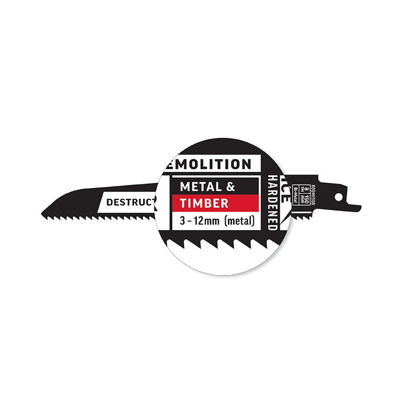 Alpha-Destructor Demolition - Metal & Timber - Recip Blade, 8 Tpi, 150Mm - 5 Pack