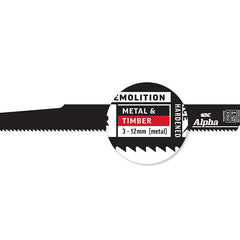 Alpha-Destructor Demolition - Metal & Timber - Recip Blade, 8 Tpi, 230X1.6Mm - 25 Pack