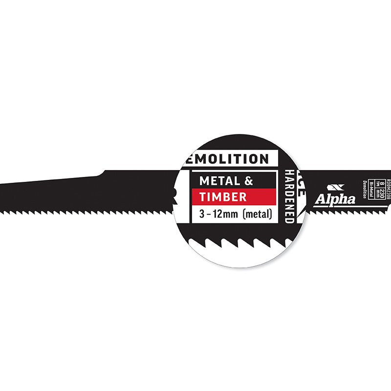 Alpha-Destructor Demolition - Metal & Timber - Recip Blade, 8 Tpi, 230X1.6Mm - 2 Pack