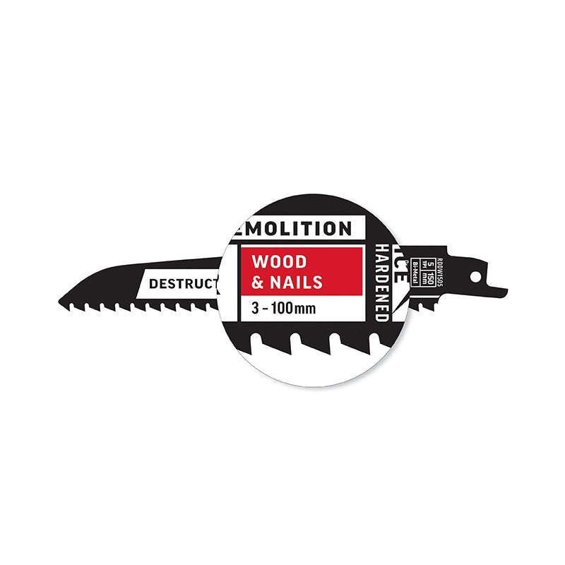 Alpha-Destructor Demolition - Wood & Nails - Recip Blade, 5 Tpi, 150Mm - 2 Pack