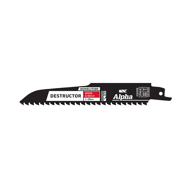 Alpha-Destructor Demolition - Wood & Nails - Recip Blade, 5 Tpi, 150Mm - 5 Pack