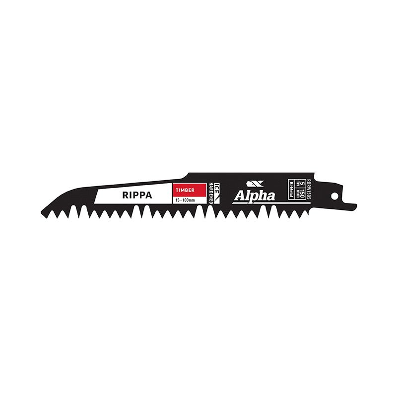 Alpha-Rippa - Timber - Recip Blade, 5 Tpi, 150Mm - 5 Pack