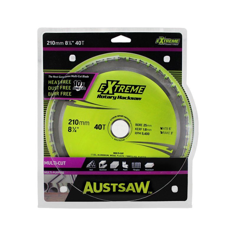 Austsaw - 210Mm (8In) Rotary Hacksaw Blade - 25Mm Bore - 40 Teeth