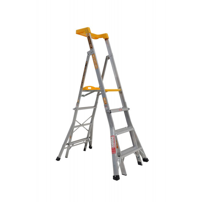 Gorilla - Compact height adjustable platform ladder 4-5-6 Step Aluminium 150kg Industrial | RPL0406-I