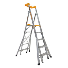 Gorilla - Compact height adjustable platform ladder 5-6-7-8 Step Aluminium 150kg Industrial | RPL0508-I
