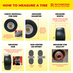 Richmond Rolling Solutions - SP13X6.50-625  SEMI-PNEUMATIC WHEEL C/W 5/8 DIA AXLE | 053SP13-650-625