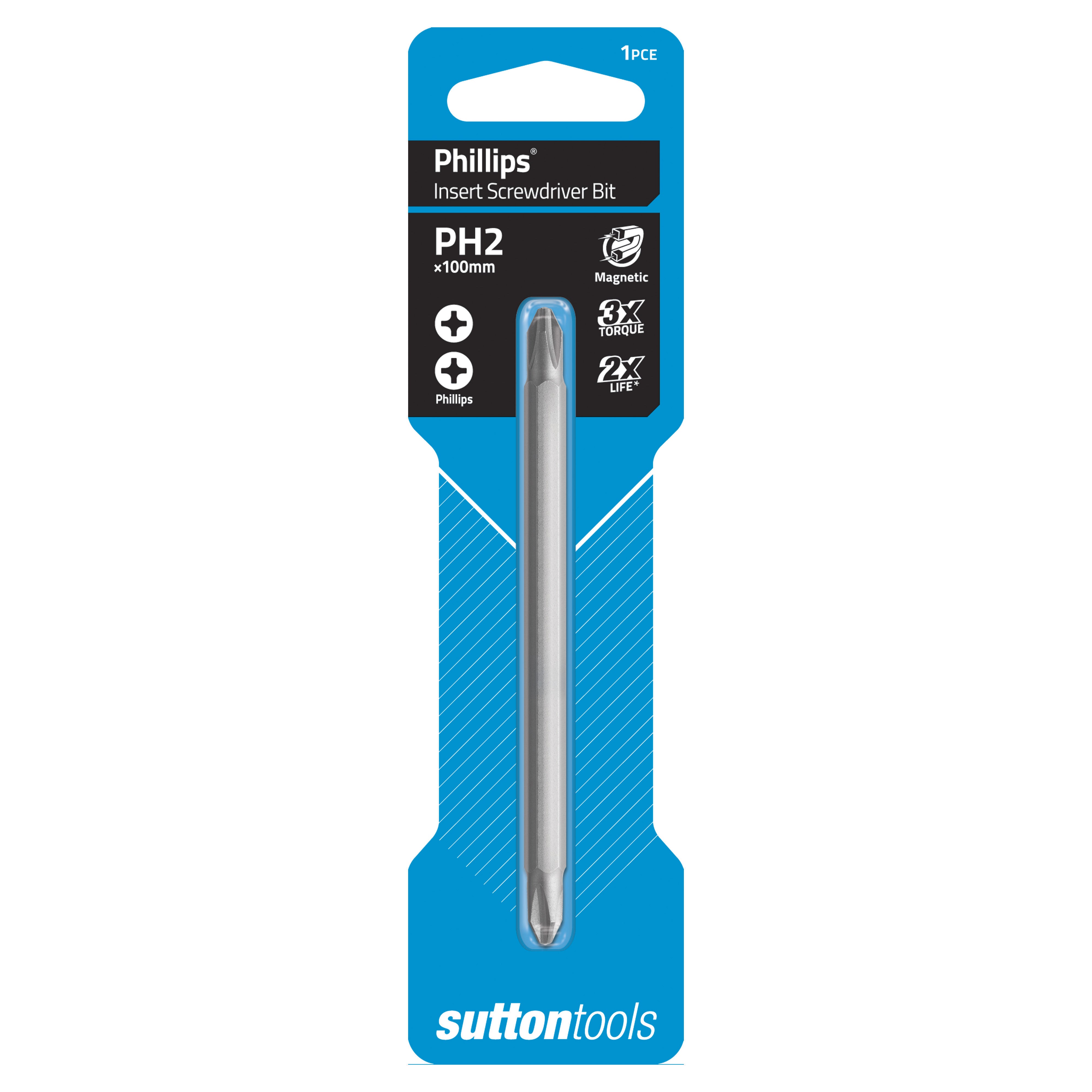 Sutton - Screwdriver Bit S104 Phillips Ph2 100mm D/End 1Pk | S10412100