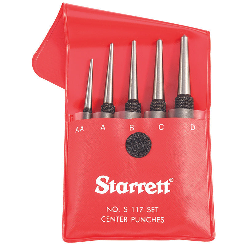 Starrett - Center Punch Set Nos. 117AA A B C D In Plastic Case | S117PC
