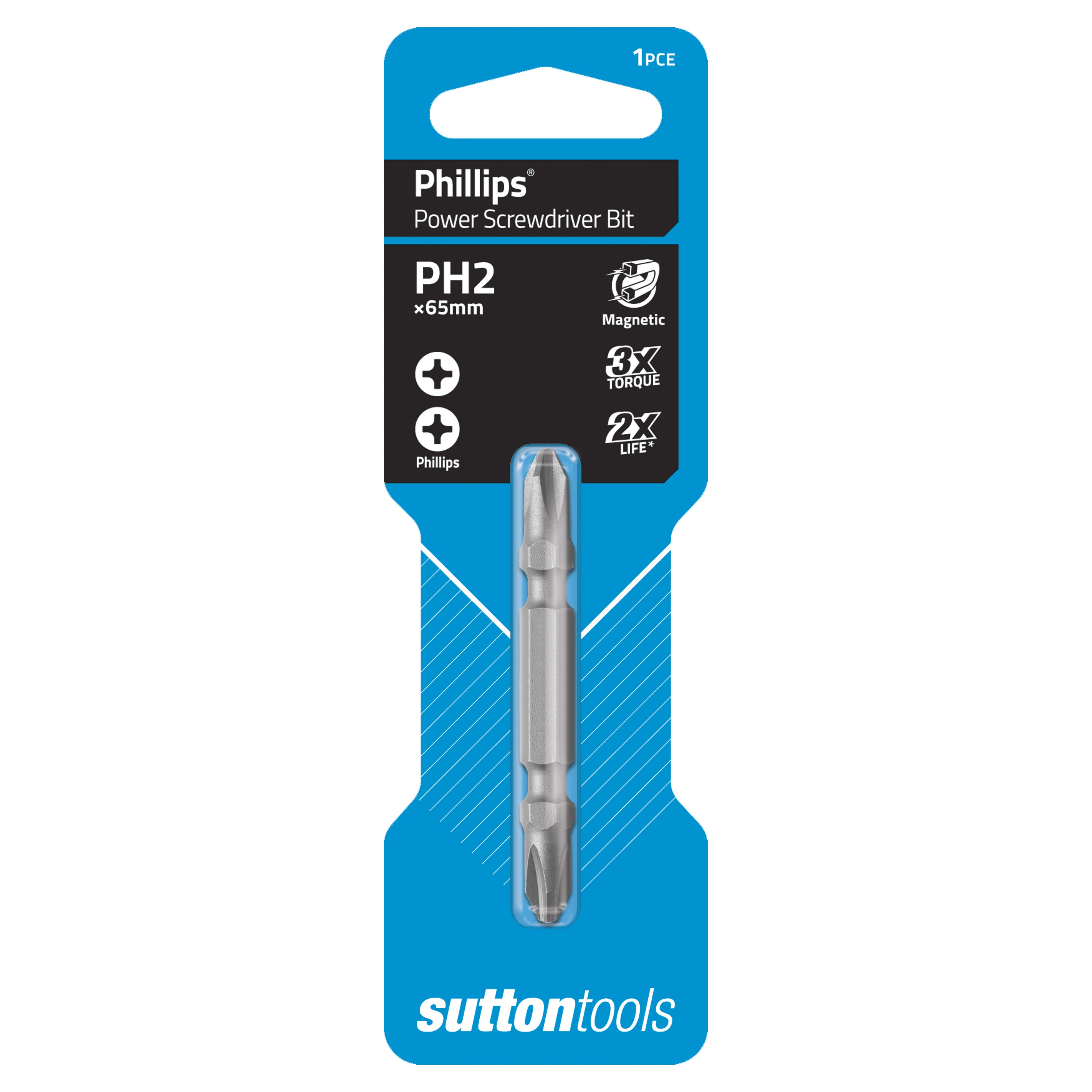 Sutton - Screwdriver Bit S122 Phillips Ph2 65mm D/End 1Pk | S1220265