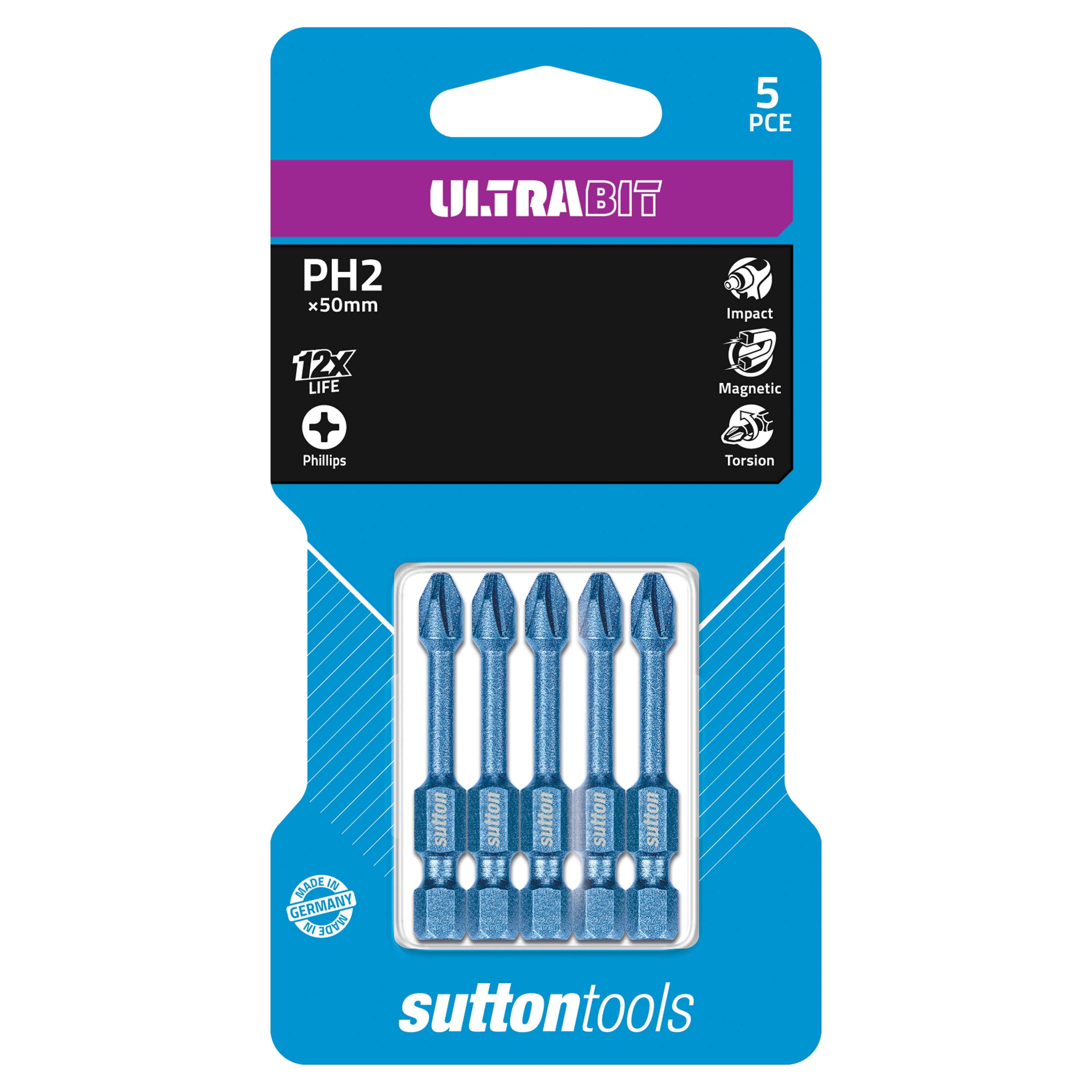 Sutton - Screwdriver Bit S161 Ultra Phillips Ph2 50mm 5Pk | S1610250