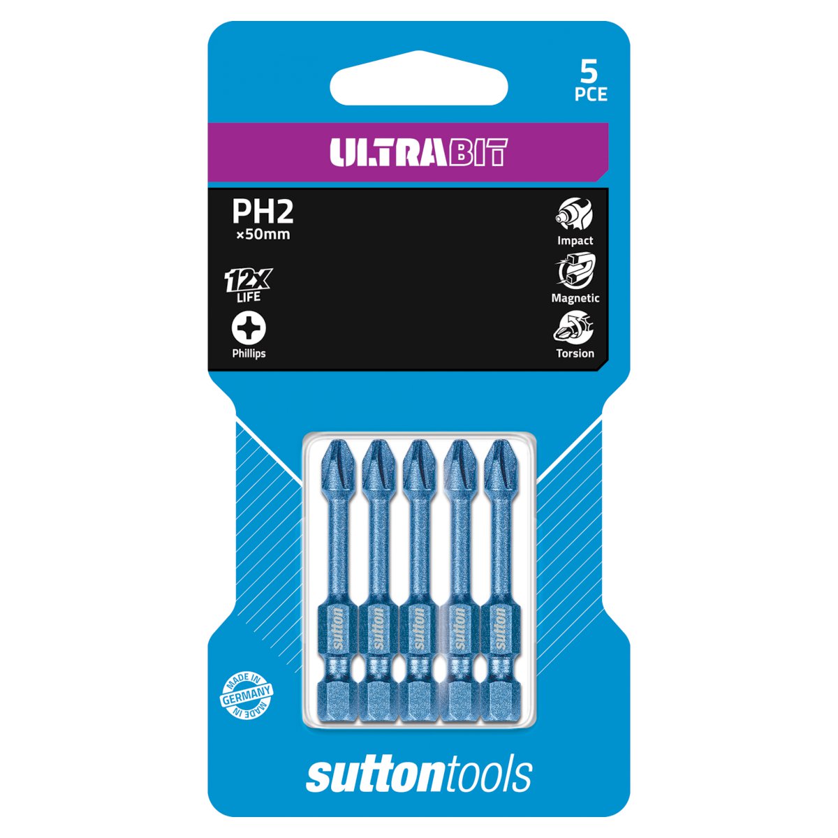 Sutton - Screwdriver Bit S161 Ultra Phillips Ph2 50mm 5Pk | S1610250