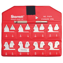 Starrett - Radius Gage Set: 1/64-17/64in by 64ths 17 Gages 110 Holder | S167AHZ