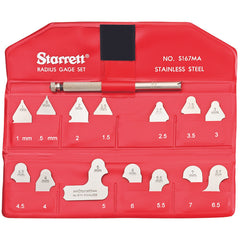 Starrett - Radius Gage Set: 0.5-7mm by 0.5mm 14 Gages 110 Holder | S167MAHZ