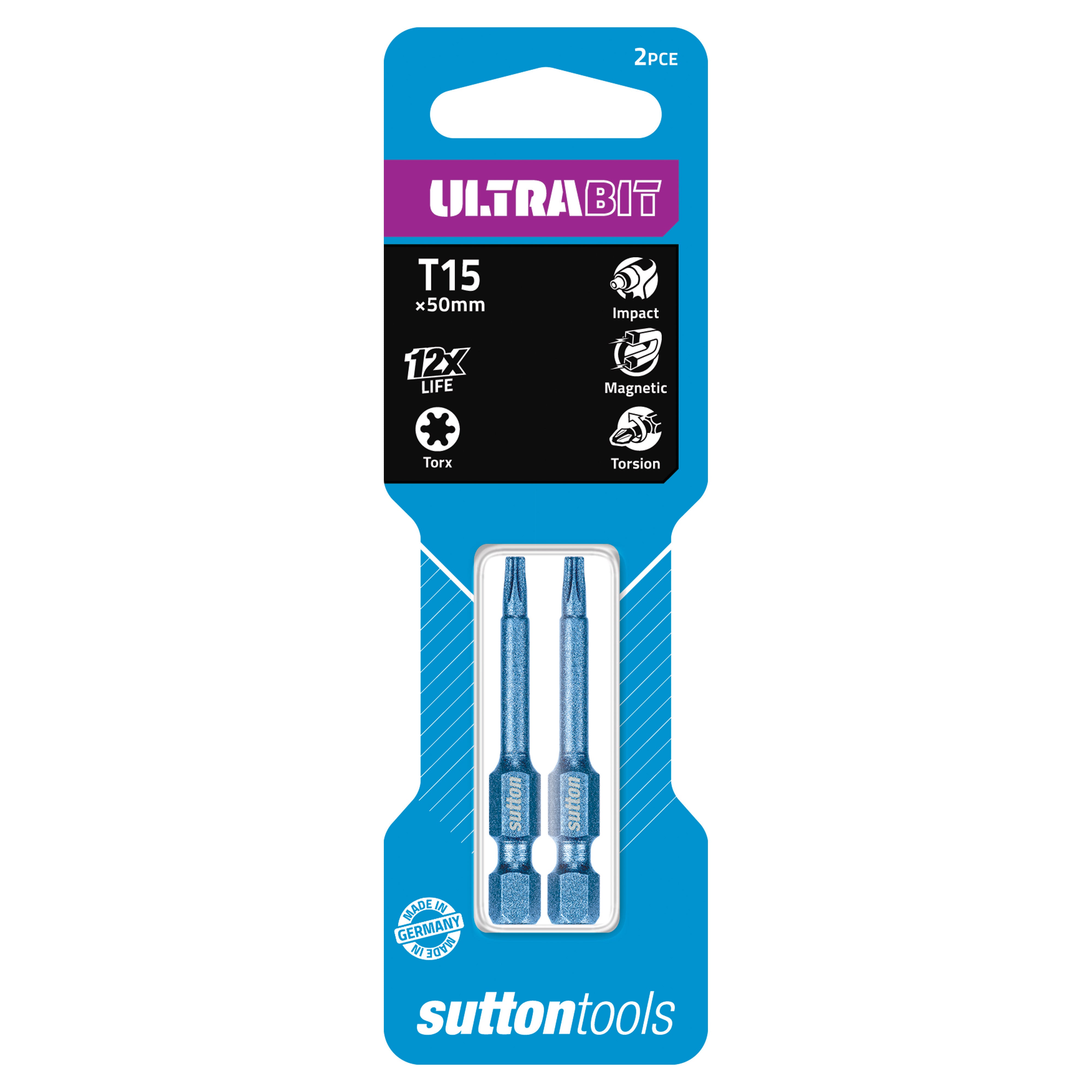 Sutton - Screwdriver Bit S169 Ultra Torx Tx15 50mm 2Pk | S1691550