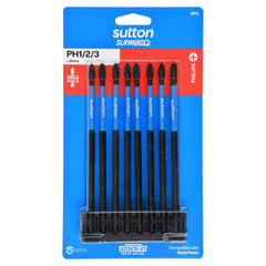 Sutton Tools - 150mm Scrdrv Bit S200 Supatorq Phillips Set STACK-IN 8Pc | S200S08G