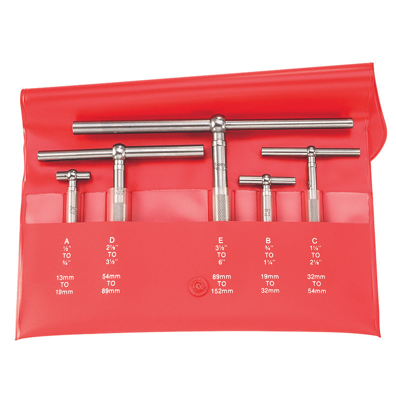 Starrett - Telescoping Gage Set 13mm To 150mm Range - Includes 229A/B/C/D/E In Case | S229GZ