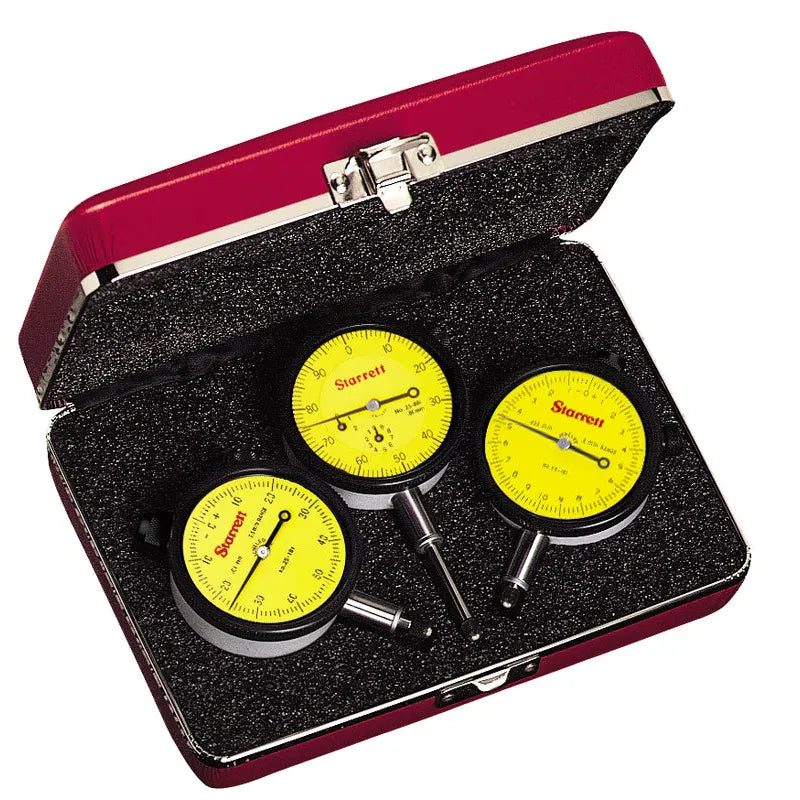 Starrett - Dial Indicator Set: (3) 25-161J 25-181J 25-881J Case | S253MZ
