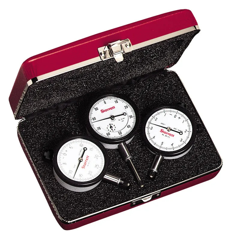 Starrett - Dial Indicator Set: (3) 25-111J 25-131J 25-441J Case | S253Z