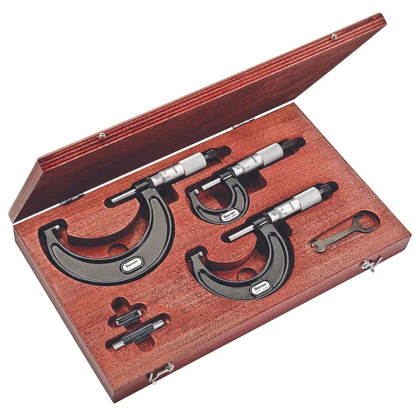 Starrett - Micrometer Set: 0-75mm 0.01mm Grad Carbide Faces Stds Case | S436.1MAXRLZ