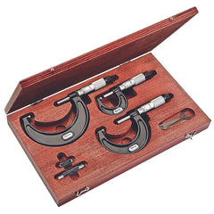 Starrett - Micrometer Set: 0-75mm 0.01mm Grad Carbide Faces Stds Case | S436.1MAXRLZ