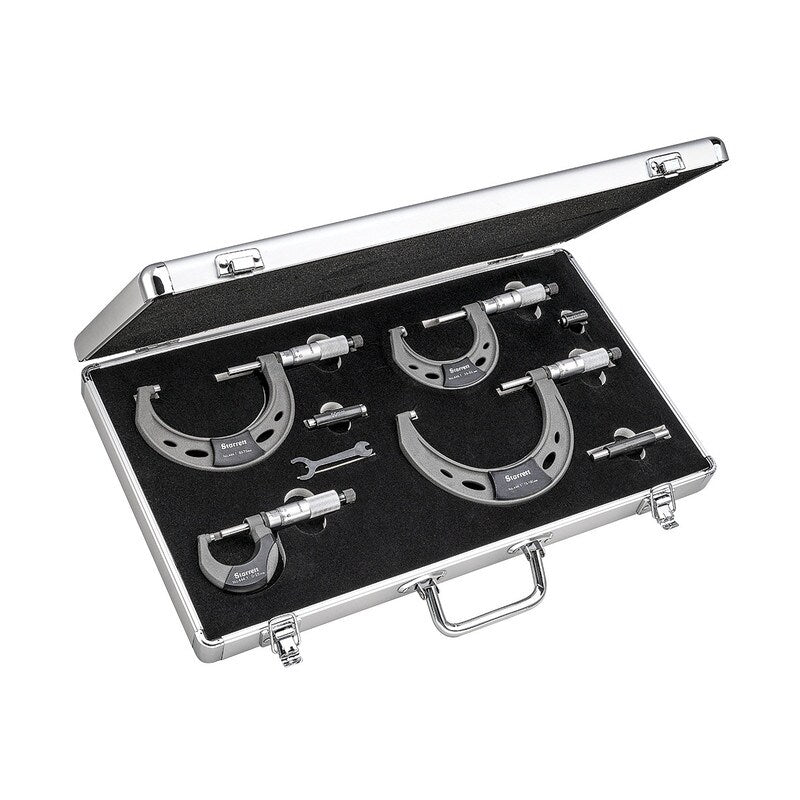 Starrett - Outside Mic Set: 0-100mm; 0.01mm Grad | S444.1MBXRLZ