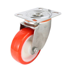 EHI - 100mm Red Urethane Swivel Plate Castor Stainless Steel | S52AS50R100