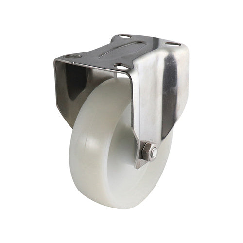 EHI - 125mm White Nylon Fixed Plate Castor Stainless Steel | S53AS48R125