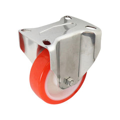 EHI - 100mm Red Urethane Fixed Plate Castor Stainless Steel | S53AS50R100
