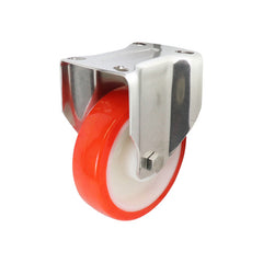 EHI - 125mm Red Urethane Fixed Plate Castor Stainless Steel | S53AS50R125