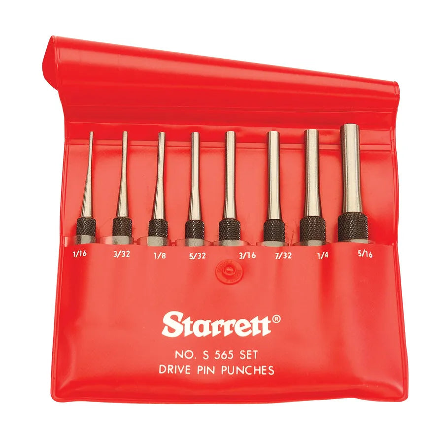 Starrett - S565wbdrive Pin Punch Set: (8) 565A/B/C/D/E/F/G/H. Vinyl Case | S565PC