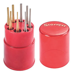 Starrett - Drive Pin Punch Set: (8) 565A/B/C/D/E/F/G/H Round Wood Box | S565WB