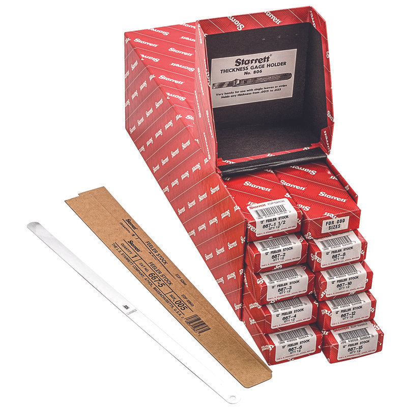 Starrett - Inch Thickness Gage Set 108 Pce 12 Each Of 9 Sizes .0015 - .015 | S667D