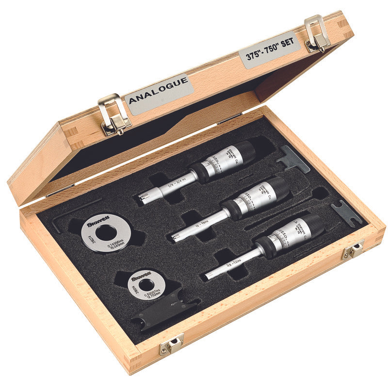Starrett - Micrometer Set w/Case  3/8-3/4in 3-Point Carbide Contact | S78XTDZ