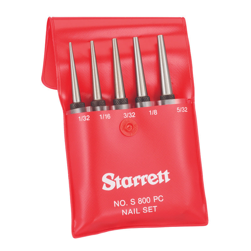 Starrett - Square Head Nail Punch 5 Pce Set 800A/B/C/D/E In Case | S800PC