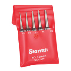 Starrett - Square Head Nail Punch 5 Pce Set 800A/B/C/D/E In Case | S800PC