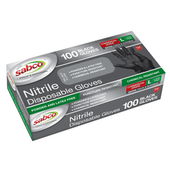 Sabco - Sabco Professional Black Nitrile Gloves 100pk - Large | SABC-8000